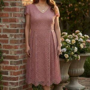 Elegant Lace Pink Dress